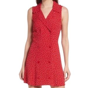 NWT Reformation Leith Red with White Polka Dots Dress - Sz 12